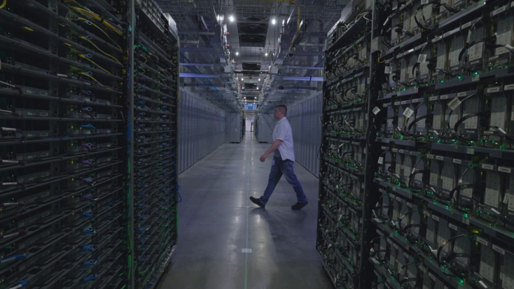 Image of the interior of a Google data center in South Carolina. Original image located at: https://datacenters.google/locations/south-carolina/